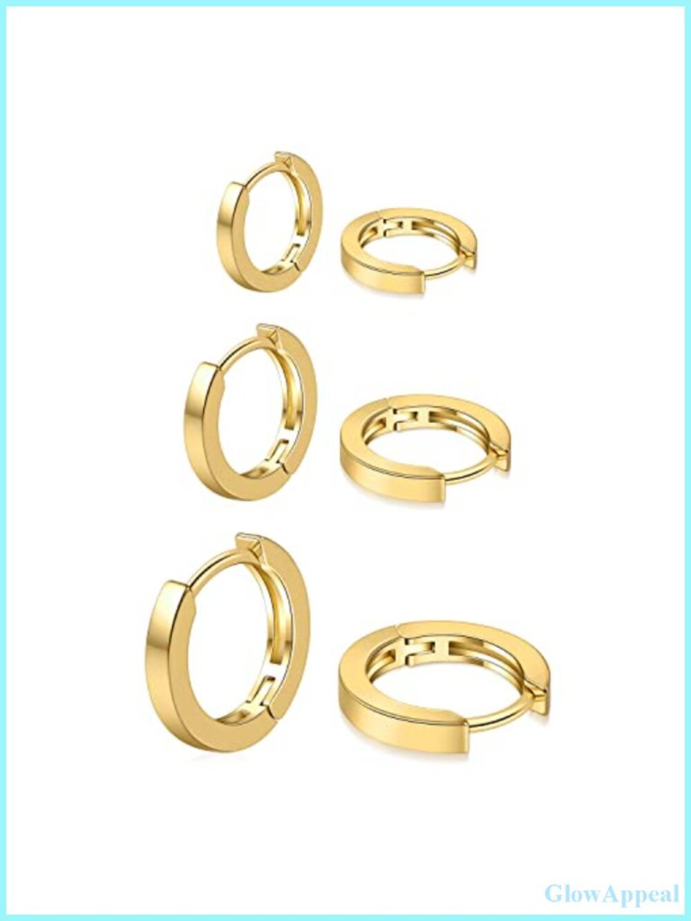 Gold Plated Hoop Earrings Set for Women - 3 Pairs Mini Huggies
